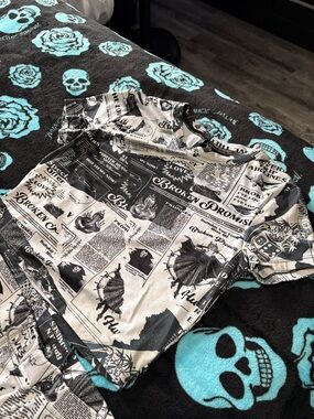 Vintage Newsprint Black & White Crop Top